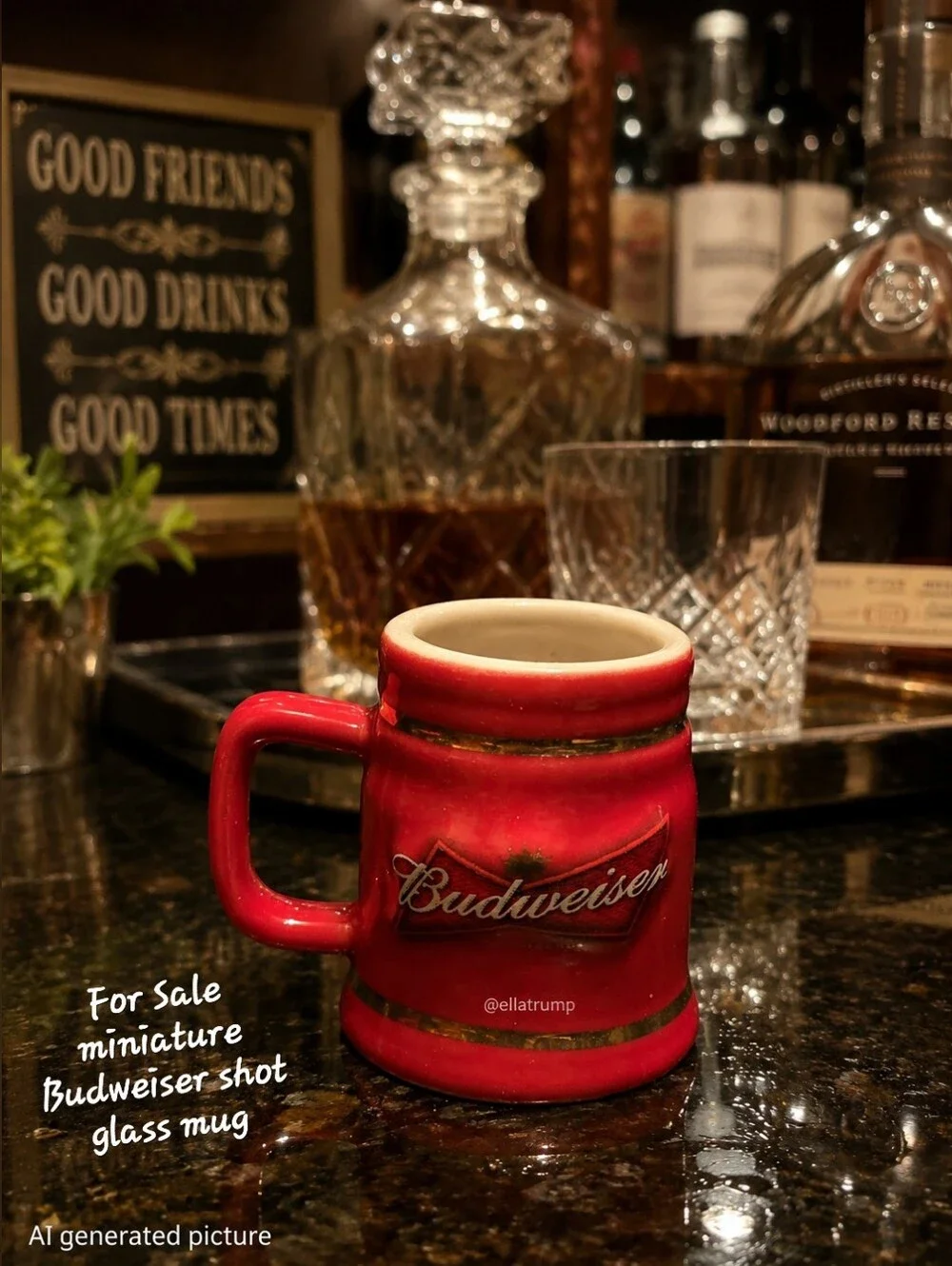 Vintage Miniature Red Budweiser Collectible Shot Glass Mug